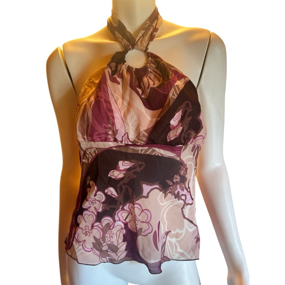 Vtg Y2K Womens Girls Top Blouse 90s Halter Girly New W/ Tags